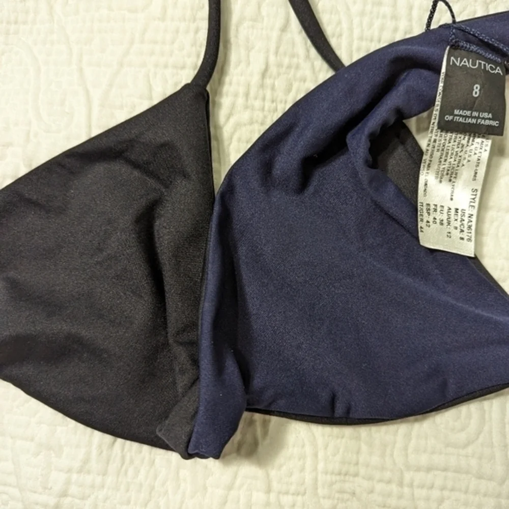 Nautica Women's‎ Swim Top Reversible Black / Navy Size 8 NWT